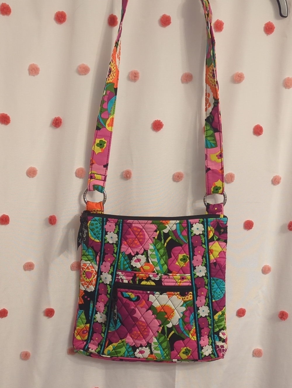 Vera Bradley Multicolor Floral Quilted Crossbody — Pink & Green Accents